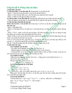 Toán 8 - Chuyên đề 4 Phép chia đa thứ